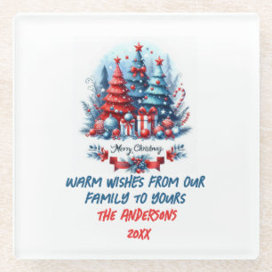 Posavasos De Vidrio Saludos cálidos de nuestra familia a los tuyos