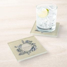 Posavasos De Vidrio Saludos de Boda floral de flores de cosecha rústic