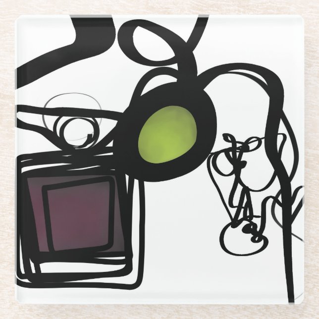 Posavasos De Vidrio Saludos desde Filydion: Resumen en blanco y negro (Anverso)