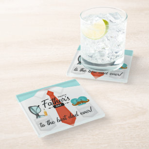 Posavasos De Vidrio Saludos especiales del Día del Padres al mejor pap