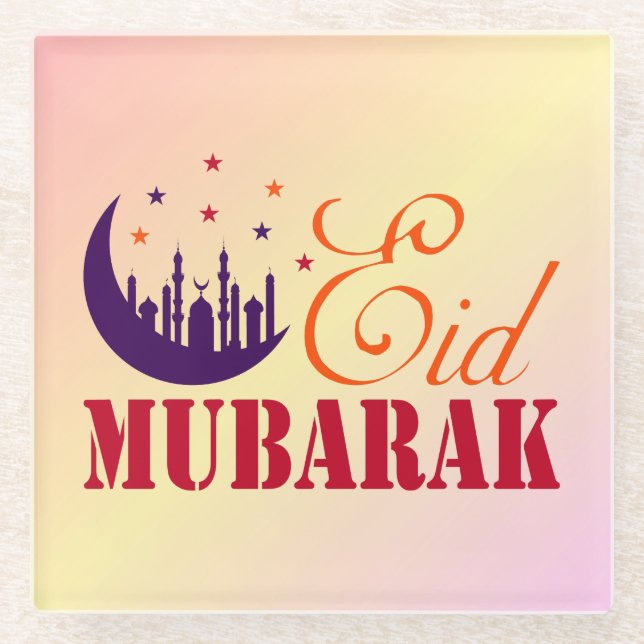 Posavasos De Vidrio Saludos islámicos de Eid - Moda moderna Eid Mubara (Anverso)