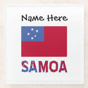 Posavasos De Vidrio Samoa y Bandera de Samoa Personalizados
