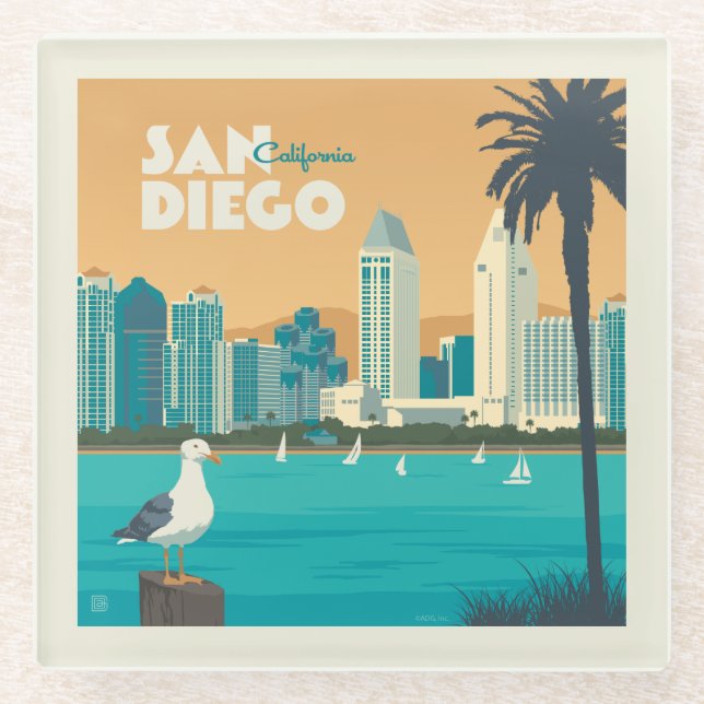 Posavasos De Vidrio San Diego, California (Anverso)