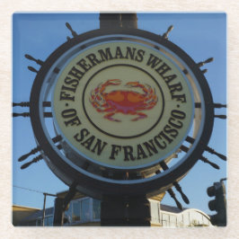 Posavasos De Vidrio San Francisco Fishermans Wharf Glass Coaster