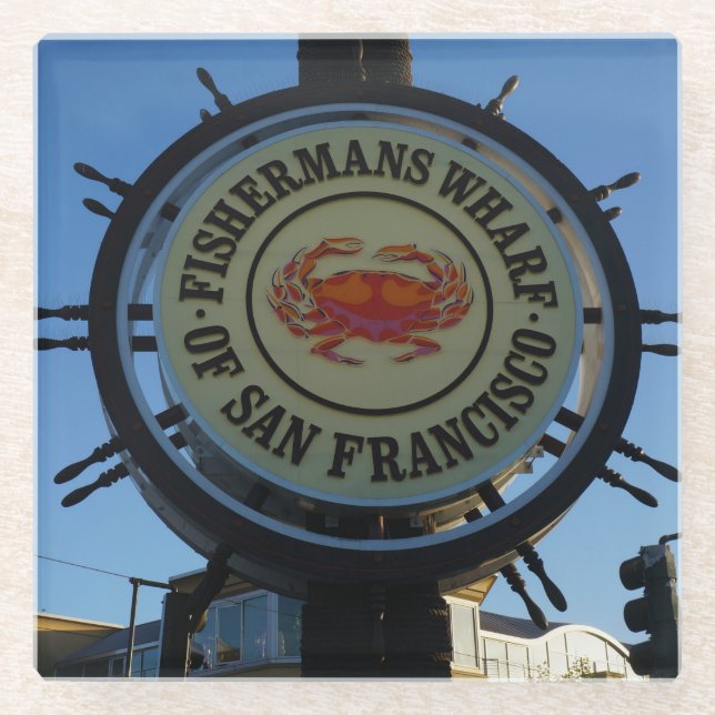 Posavasos De Vidrio San Francisco Fishermans Wharf Glass Coaster (Anverso)
