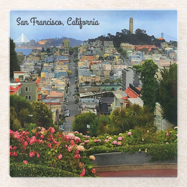 Posavasos De Vidrio San Francisco View #6 Glass Coaster (Anverso)