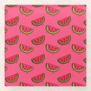 Posavasos De Vidrio Sandía del verano en modelo rosado
