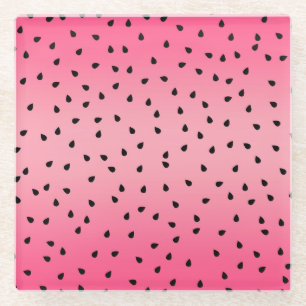 Posavasos De Vidrio Sandía Semillas Negras Vibraciones de Verano Rosa