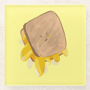 Posavasos De Vidrio Sándwich de queso a la parrilla adorable que gotea