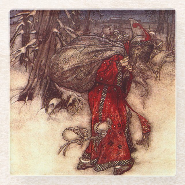 Posavasos De Vidrio Santa Claus Arthur Rackham (Anverso)