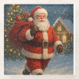 Posavasos De Vidrio Santa Claus Vintage Navidad Invierno País de las M