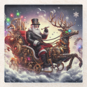 Posavasos De Vidrio Santa/Reno steampunk Navidad/invierno