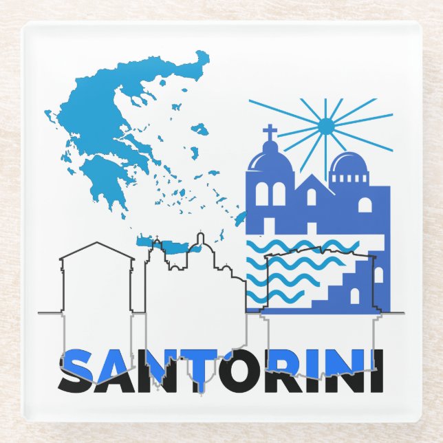 Posavasos De Vidrio Santorini Grecia.b (Anverso)