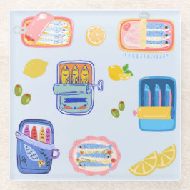 Posavasos De Vidrio Sardinas y Limones