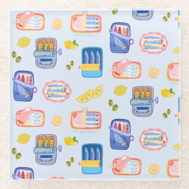 Posavasos De Vidrio Sardines and Lemons (Anverso)