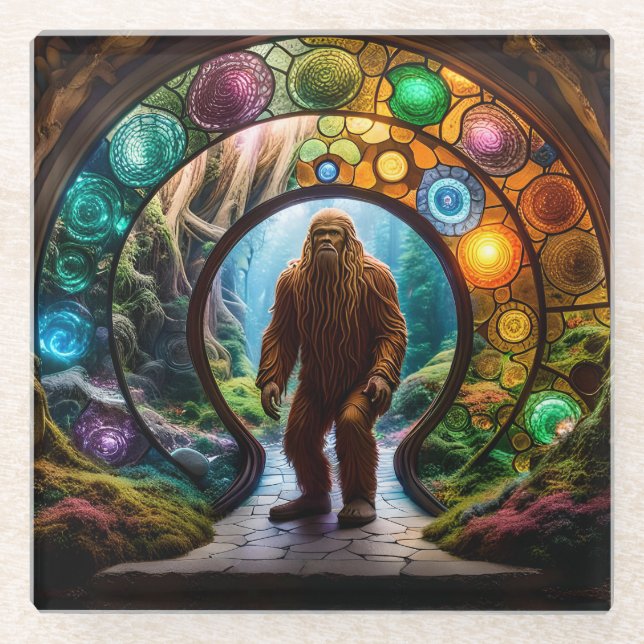 Posavasos De Vidrio Sasquatch Dimensional Portal (Anverso)