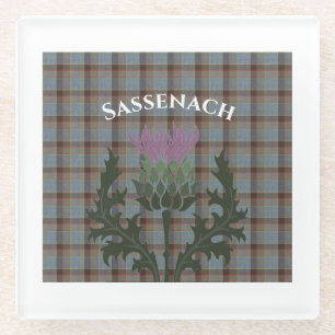 Posavasos De Vidrio Sassenach con Scottish Thistle sobre Fraser Tartá