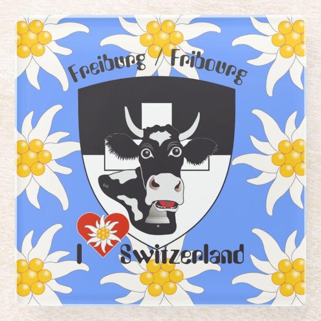 Posavasos De Vidrio Schweiz Suisse Untersetzer Freiburg Fribourg (Anverso)