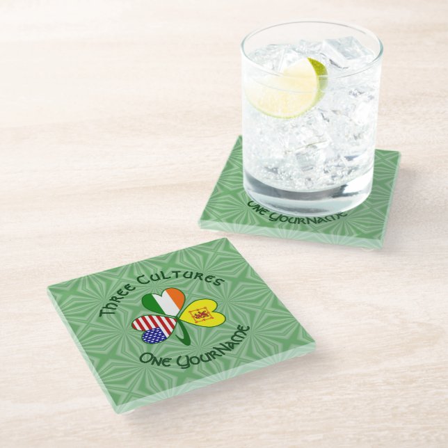 Posavasos De Vidrio Scot Lion Irish USA Banderas Shamrock personalizad (Angular)