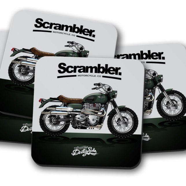 Posavasos De Vidrio Scrambler Bike Coaster | Montaje de escoria de mot (Subido por el creador)