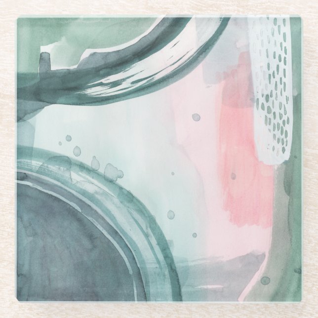 Posavasos De Vidrio Scribe Pastel - Acuarela (Anverso)