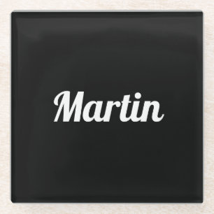 Posavasos De Vidrio Script Retro Personalizable Negro o Color DIY