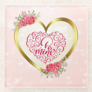 Posavasos De Vidrio Sé Mía" Texto Vintage: Feliz Día de San Valentín