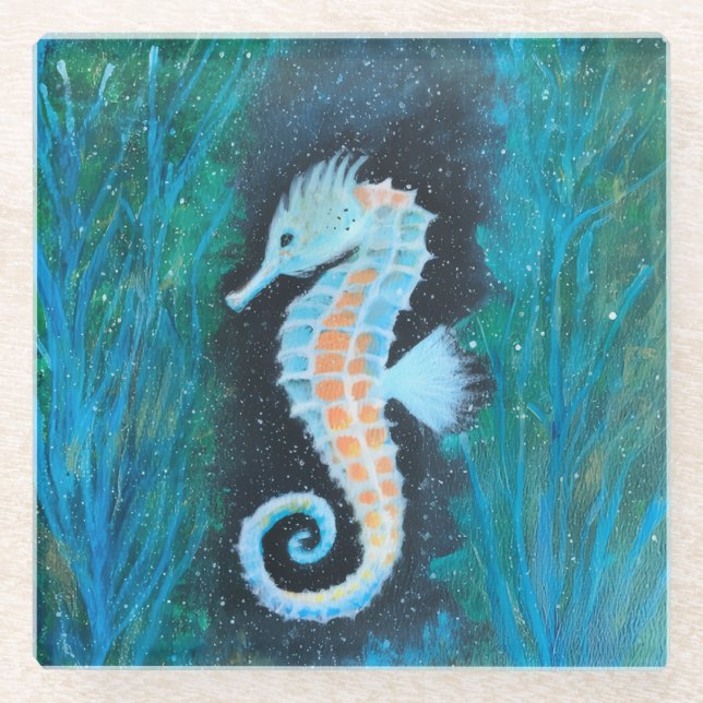 Posavasos De Vidrio Sea Horse Glass Coaster (Anverso)