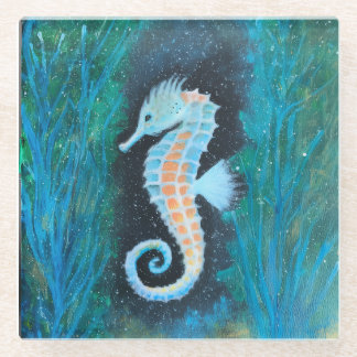 Posavasos De Vidrio Sea Horse Glass Coaster