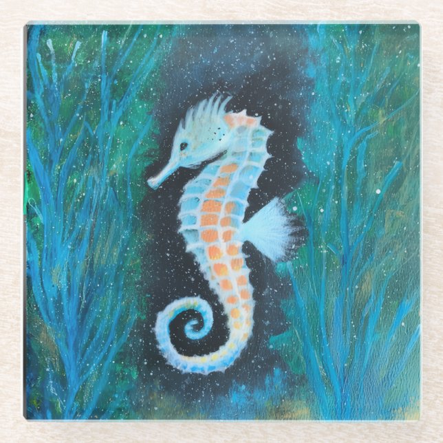 Posavasos De Vidrio Sea Horse Glass Coaster (Anverso)