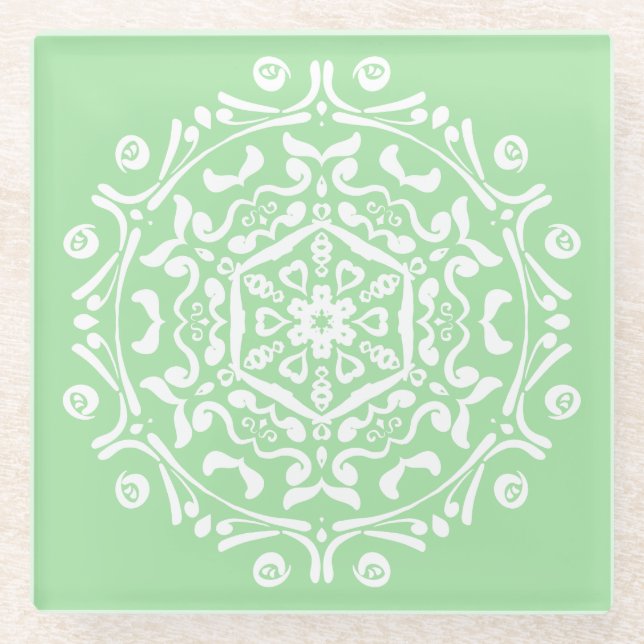 Posavasos De Vidrio Seafoam Mandala (Anverso)