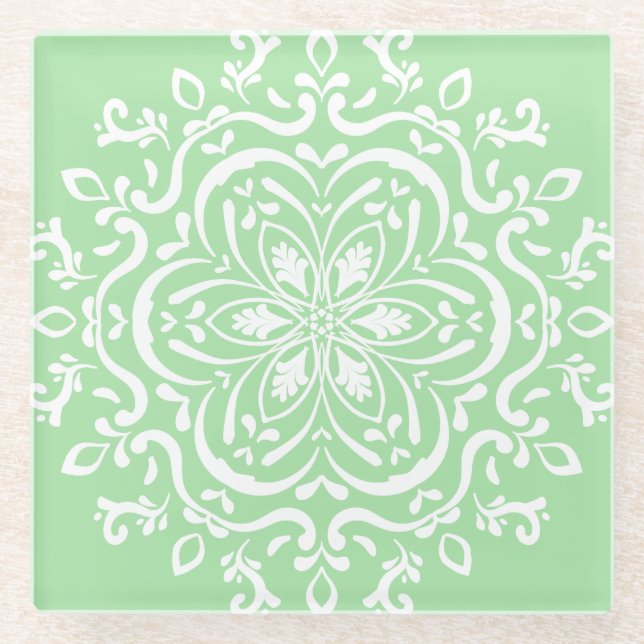Posavasos De Vidrio Seafoam Mandala (Anverso)