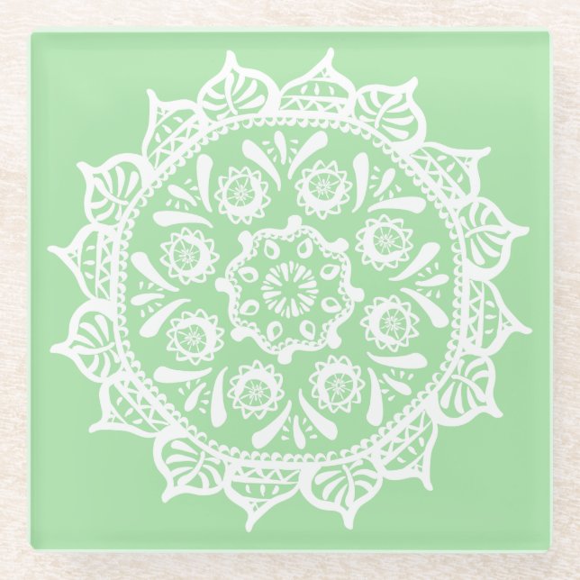 Posavasos De Vidrio Seafoam Mandala (Anverso)