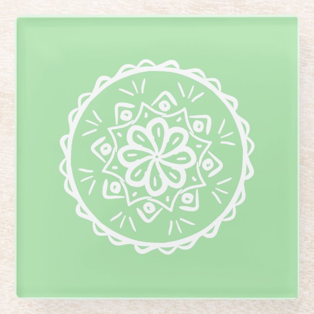 Posavasos De Vidrio Seafoam Mandala (Anverso)