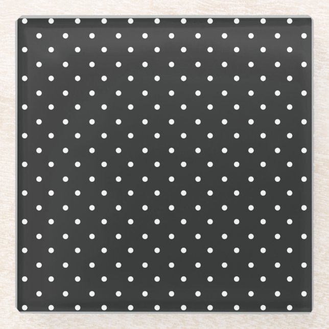 Posavasos De Vidrio Seamless black and white polka dot pattern  (Anverso)