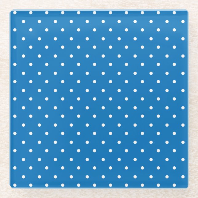 Posavasos De Vidrio Seamless blue background polka dot pattern  (Anverso)