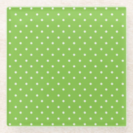 Posavasos De Vidrio Seamless  bright lime polka dot pattern 