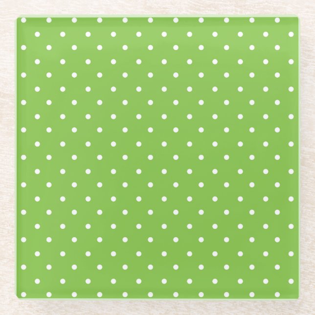 Posavasos De Vidrio Seamless  bright lime polka dot pattern  (Anverso)