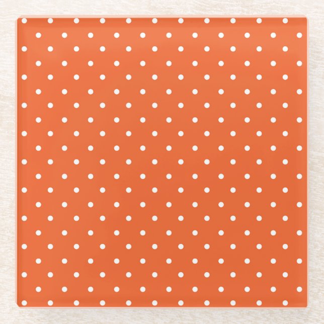 Posavasos De Vidrio Seamless  bright orange background polka dot (Anverso)