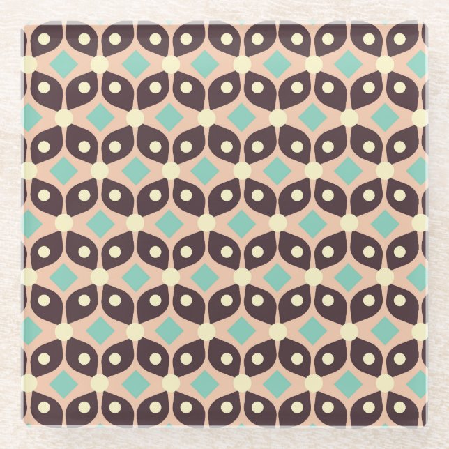 Posavasos De Vidrio Seamless geometric pattern in dark brown leaf  (Anverso)