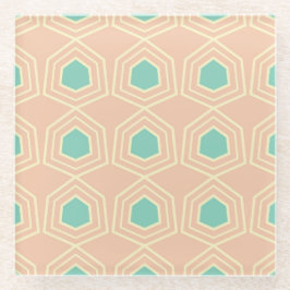 Posavasos De Vidrio Seamless geometric pattern with teal pentagons