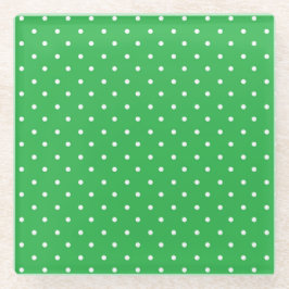 Posavasos De Vidrio Seamless green background polka dot pattern