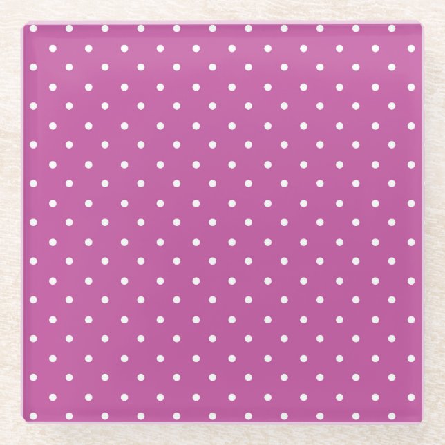 Posavasos De Vidrio Seamless magenta background polka dot pattern (Anverso)