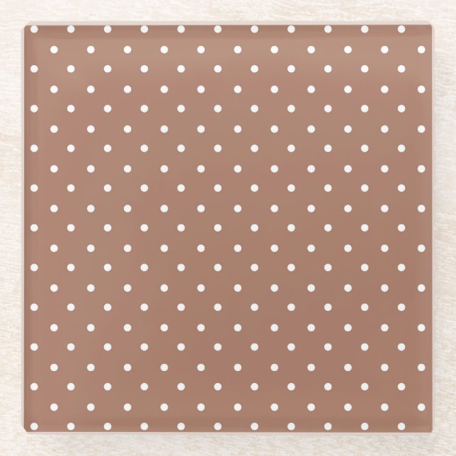 Posavasos De Vidrio Seamless medium brown polka dot  pattern (Anverso)