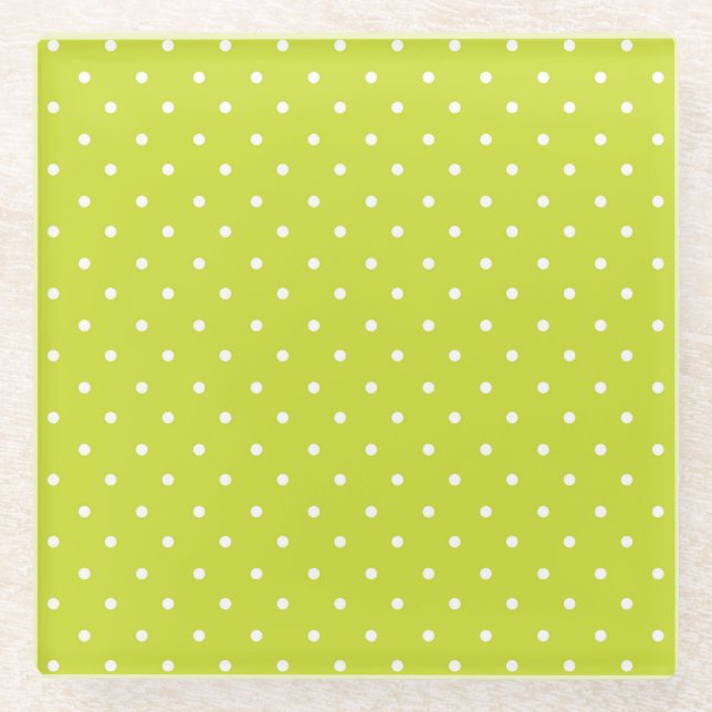 Posavasos De Vidrio Seamless pattern  bright lime polka dot pattern (Anverso)