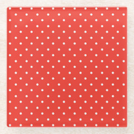 Posavasos De Vidrio Seamless red background polka dot pattern