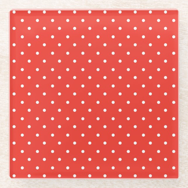Posavasos De Vidrio Seamless red background polka dot pattern (Anverso)
