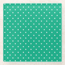 Posavasos De Vidrio Seamless solid teal polka dot pattern