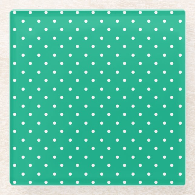 Posavasos De Vidrio Seamless solid teal polka dot pattern (Anverso)