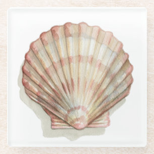 Posavasos De Vidrio Seashell rosado y poner crema